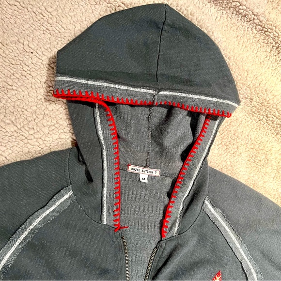 Major de lema vintage hooded jacket. Zipper. Size M. Blue with red stitching. - Picture 2 of 7